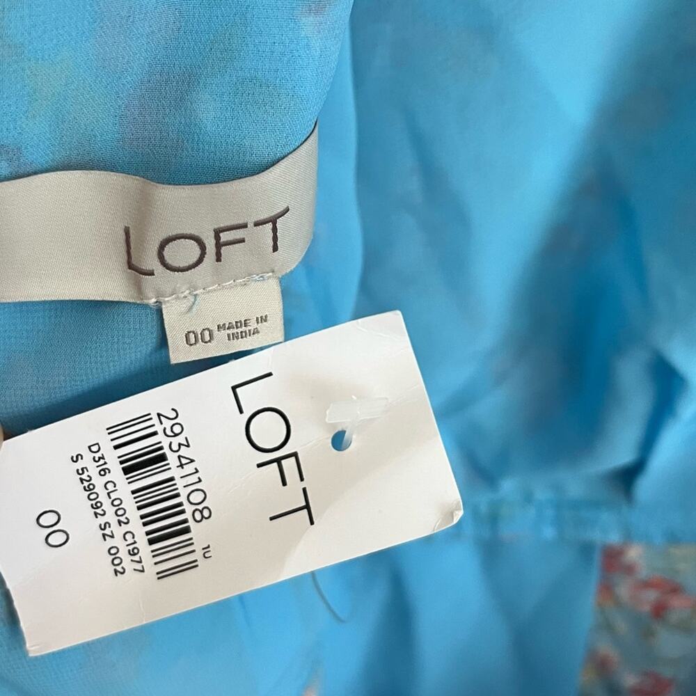 LOFT Ann Taylor Blue Floral Ruffle Dress - Picture 7 of 8
